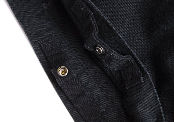 Y's Logo Print Canvas Shoulder Bag Black