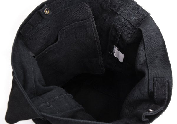Y's Logo Print Canvas Shoulder Bag Black