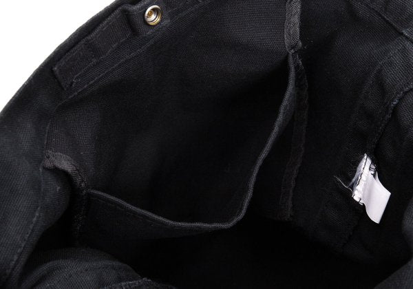 Y's Logo Print Canvas Shoulder Bag Black