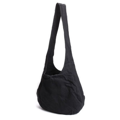 Y's Linen Drawstring Shoulder Bag Black