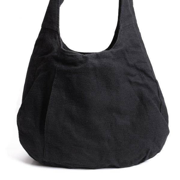 Y's Linen Drawstring Shoulder Bag Black