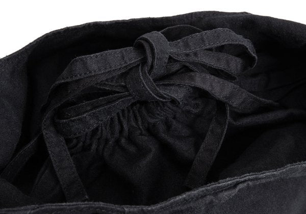 Y's Linen Drawstring Shoulder Bag Black