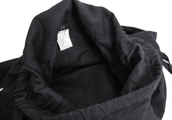 Y's Linen Drawstring Shoulder Bag Black