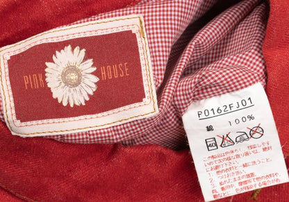 PINK HOUSE Patch Design Denim Vest Red Size M