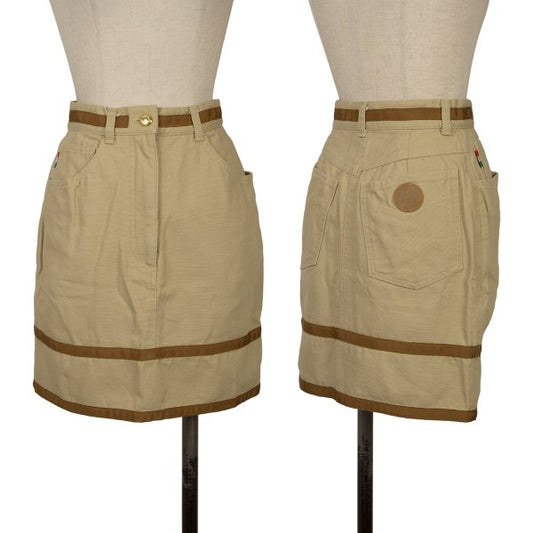 MOSCHINO JEANS Duck Canvas Taping Mini Skirt Beige Size 9