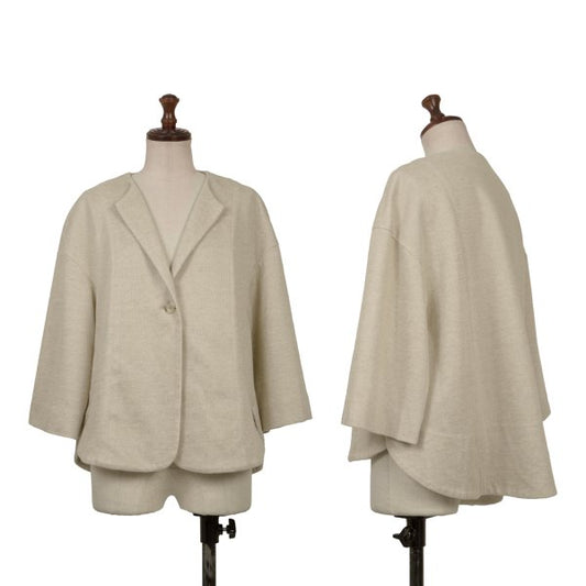 yoshie inaba L'EQUIPE Linen Blend Half Sleeve Jacket Size 38