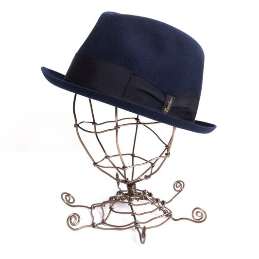 Borsalino Wool Felt Fedora Hat Navy Size 60