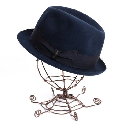 Borsalino Wool Felt Fedora Hat Navy Size 60