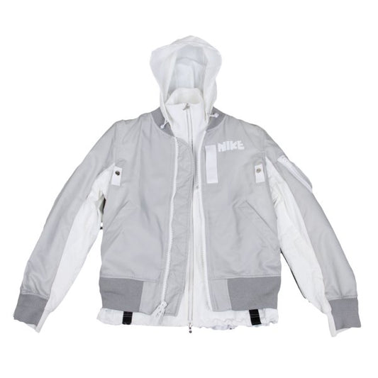 sacai x Nike Layered Bomber Jacket Gray Size XS