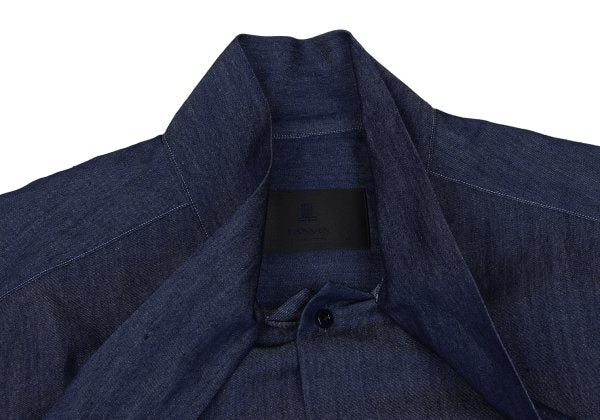 LANVIN Indigo Dye Bow-Tie Neck Long Sleeve Shirt Size 50