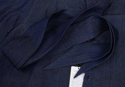 LANVIN Indigo Dye Bow-Tie Neck Long Sleeve Shirt Size 50