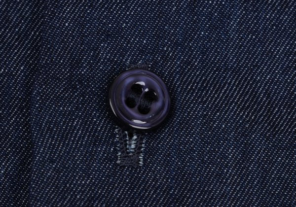 LANVIN Indigo Dye Bow-Tie Neck Long Sleeve Shirt Size 50