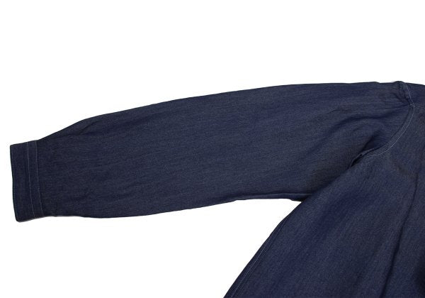 LANVIN Indigo Dye Bow-Tie Neck Long Sleeve Shirt Size 50