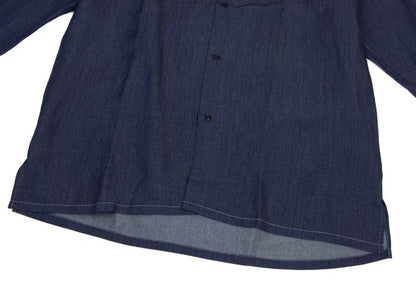 LANVIN Indigo Dye Bow-Tie Neck Long Sleeve Shirt Size 50