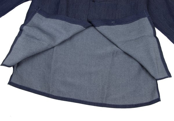LANVIN Indigo Dye Bow-Tie Neck Long Sleeve Shirt Size 50