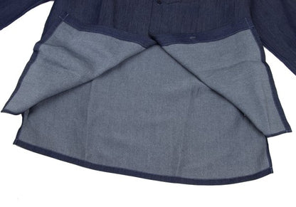 LANVIN Indigo Dye Bow-Tie Neck Long Sleeve Shirt Size 50