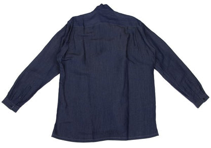 LANVIN Indigo Dye Bow-Tie Neck Long Sleeve Shirt Size 50