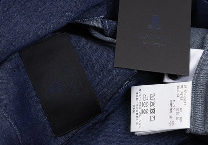 LANVIN Indigo Dye Bow-Tie Neck Long Sleeve Shirt Size 50