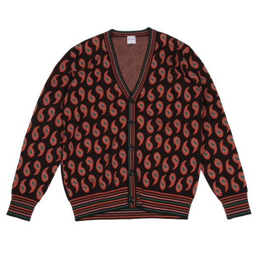 Paul Smith Paisley Jacquard Wool Silk Cardigan Red Size L