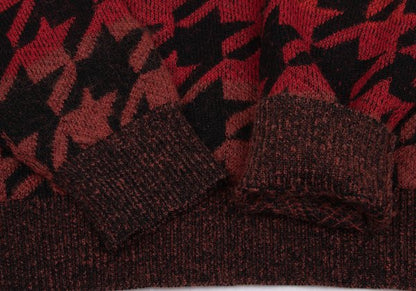 Paul Smith Mohair Blend Houndstooth Knit Red Size XL