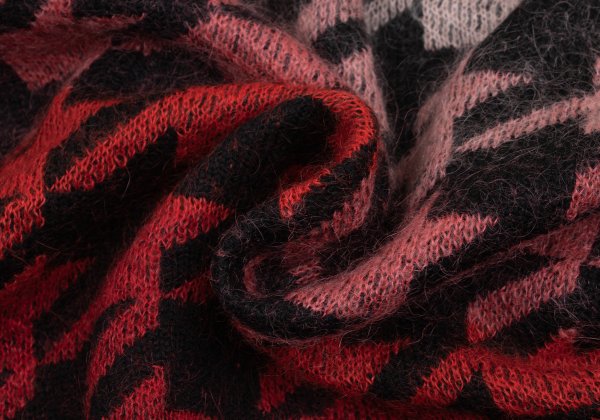 Paul Smith Mohair Blend Houndstooth Knit Red Size XL