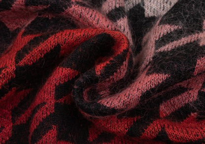 Paul Smith Mohair Blend Houndstooth Knit Red Size XL