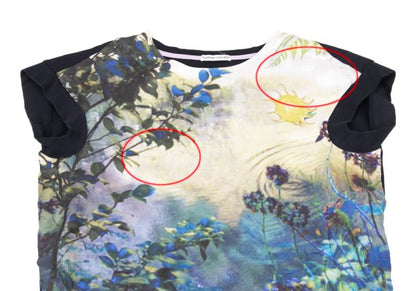 TSUMORI CHISATO Front Print Silk Cotton Navy Multi Blouse Size 2