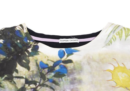 TSUMORI CHISATO Front Print Silk Cotton Navy Multi Blouse Size 2
