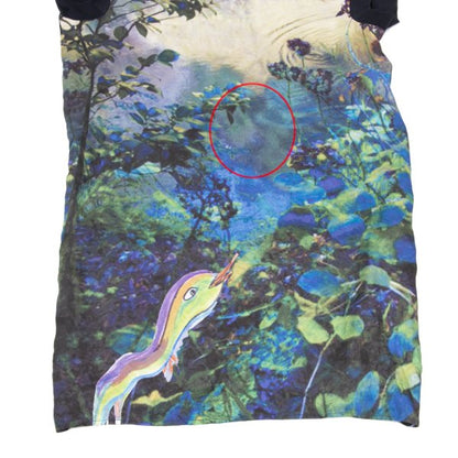 TSUMORI CHISATO Front Print Silk Cotton Navy Multi Blouse Size 2