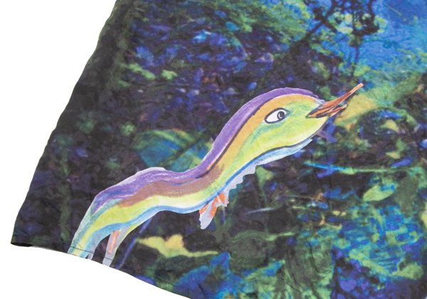 TSUMORI CHISATO Front Print Silk Cotton Navy Multi Blouse Size 2