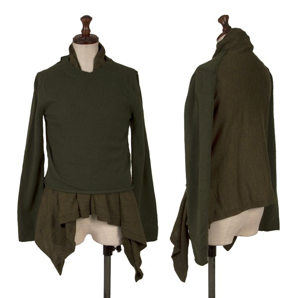 COMME des GARCONS Draped Wool Knit Sweater Khaki Size S