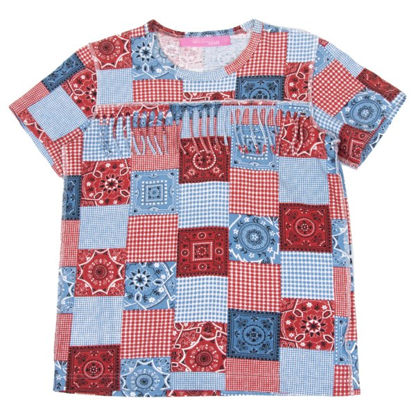 JUNYA WATANABE MAN PINK Patchwork Fringe T-Shirt Blue Size S