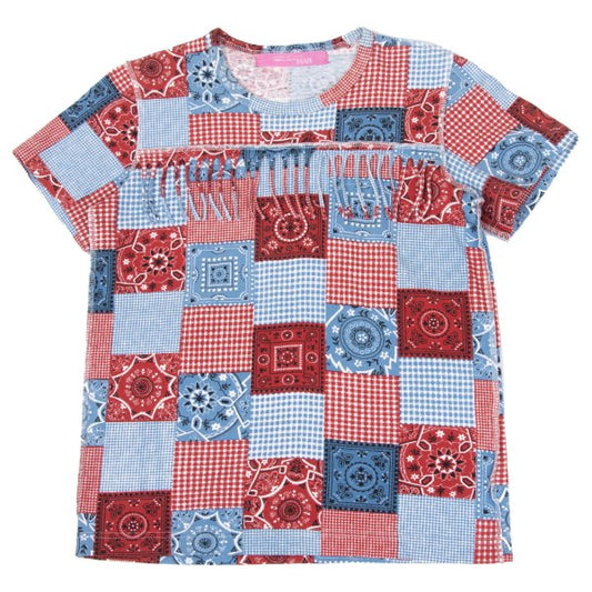 JUNYA WATANABE MAN PINK Patchwork Fringe T-Shirt Blue Size S