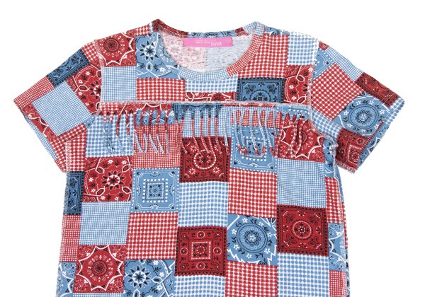 JUNYA WATANABE MAN PINK Patchwork Fringe T-Shirt Blue Size S