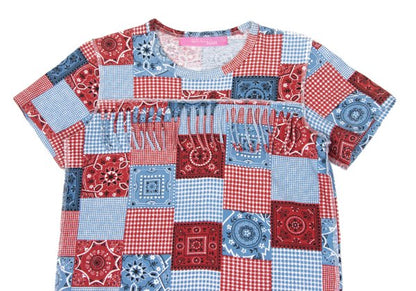 JUNYA WATANABE MAN PINK Patchwork Fringe T-Shirt Blue Size S