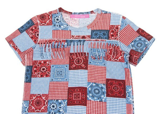 JUNYA WATANABE MAN PINK Patchwork Fringe T-Shirt Blue Size S