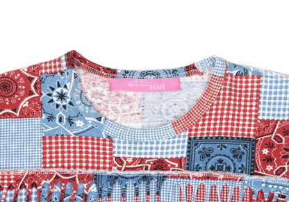 JUNYA WATANABE MAN PINK Patchwork Fringe T-Shirt Blue Size S