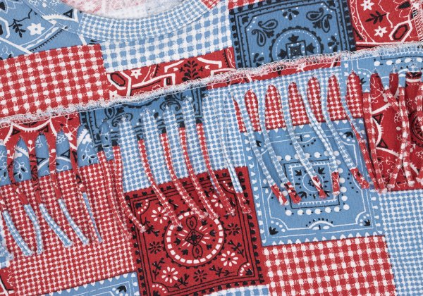 JUNYA WATANABE MAN PINK Patchwork Fringe T-Shirt Blue Size S