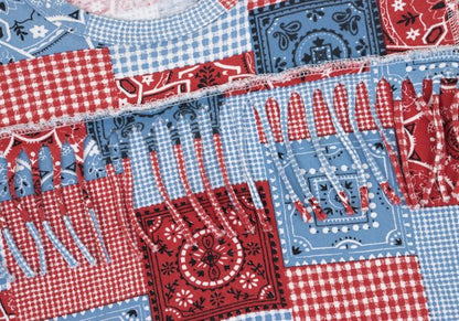 JUNYA WATANABE MAN PINK Patchwork Fringe T-Shirt Blue Size S