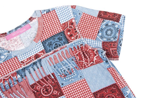 JUNYA WATANABE MAN PINK Patchwork Fringe T-Shirt Blue Size S
