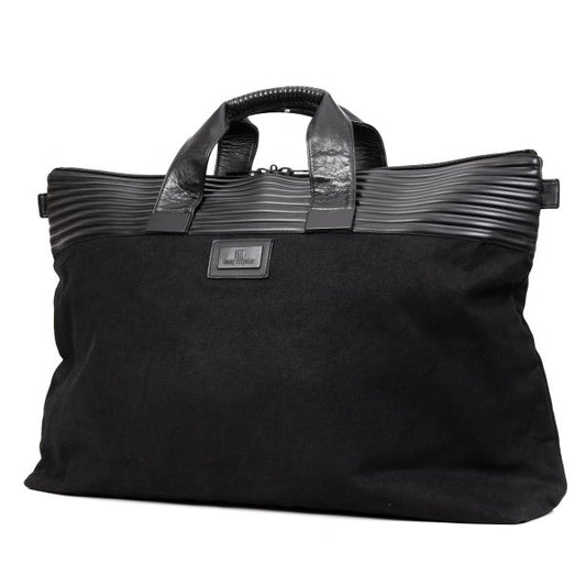 ISSEY MIYAKE Rubber Trim Canvas Large Handbag Black