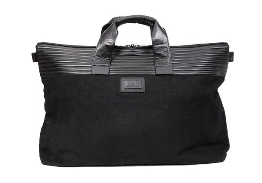 ISSEY MIYAKE Rubber Trim Canvas Large Handbag Black