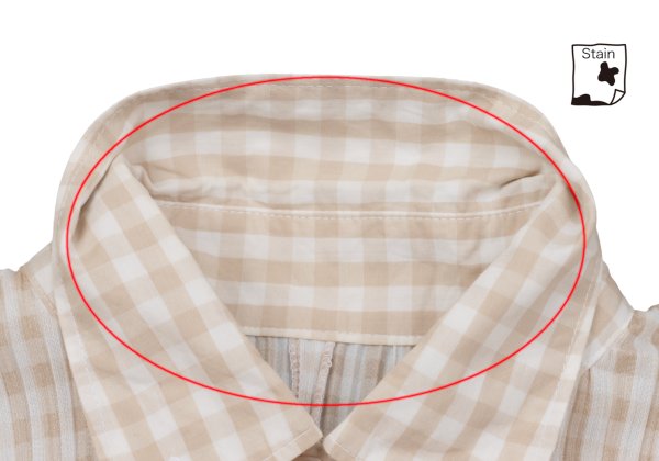 PLEATS PLEASE Gingham Button-Down Jacket Beige White Size 3