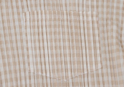 PLEATS PLEASE Gingham Button-Down Jacket Beige White Size 3