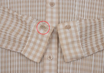 PLEATS PLEASE Gingham Button-Down Jacket Beige White Size 3