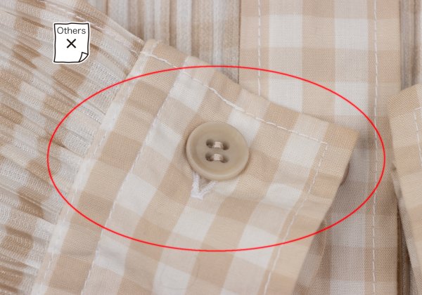 PLEATS PLEASE Gingham Button-Down Jacket Beige White Size 3