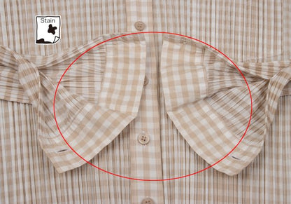 PLEATS PLEASE Gingham Button-Down Jacket Beige White Size 3