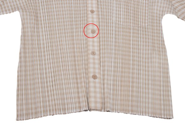 PLEATS PLEASE Gingham Button-Down Jacket Beige White Size 3