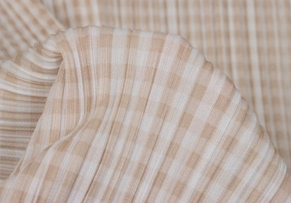 PLEATS PLEASE Gingham Button-Down Jacket Beige White Size 3
