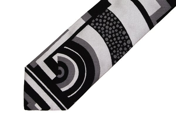 Jean Paul GAULTIER HOMME Geometric Woven Silk Tie Silver